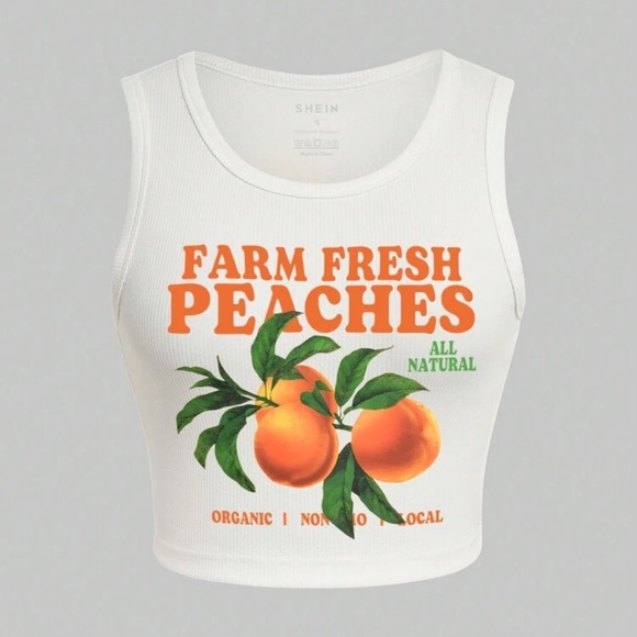 SHEIN Tops - White Peaches Crop Top - L